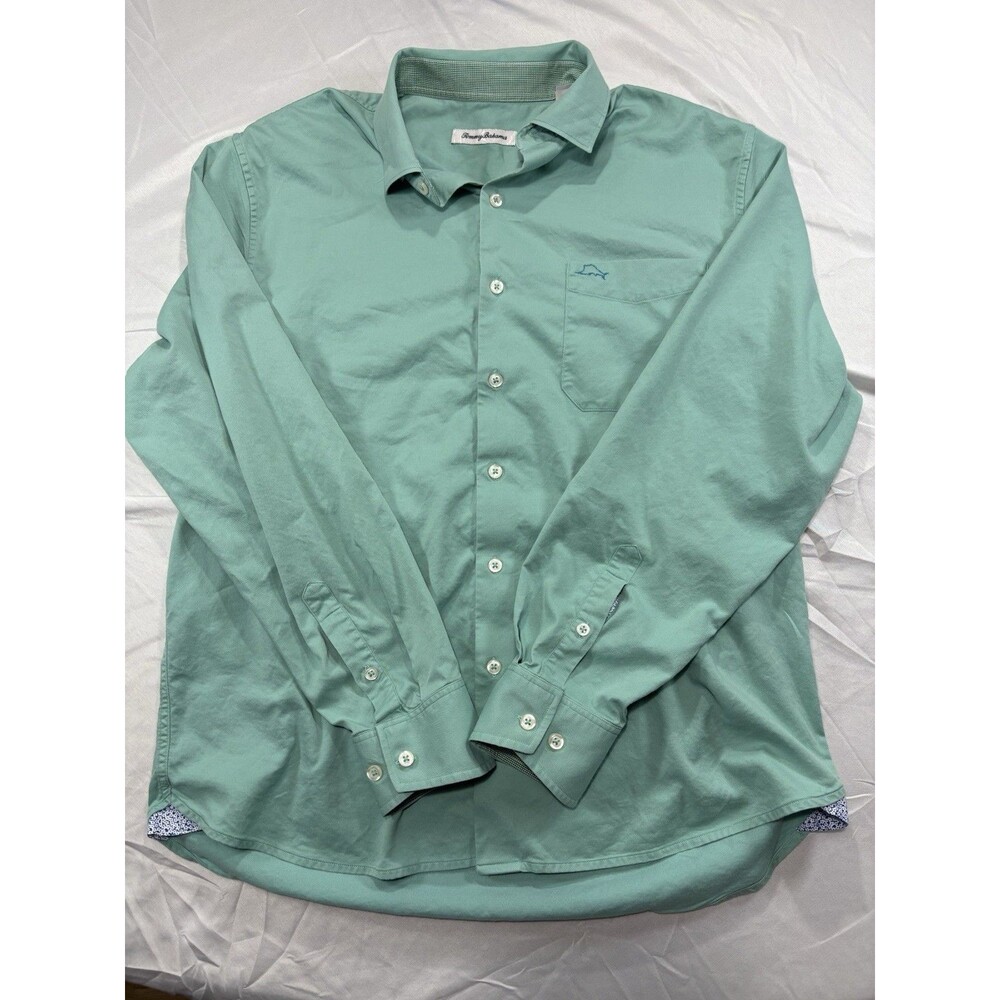 Tommy Bahama Men’s M Long Sleeve Shirt Mint Green Casual Button Front